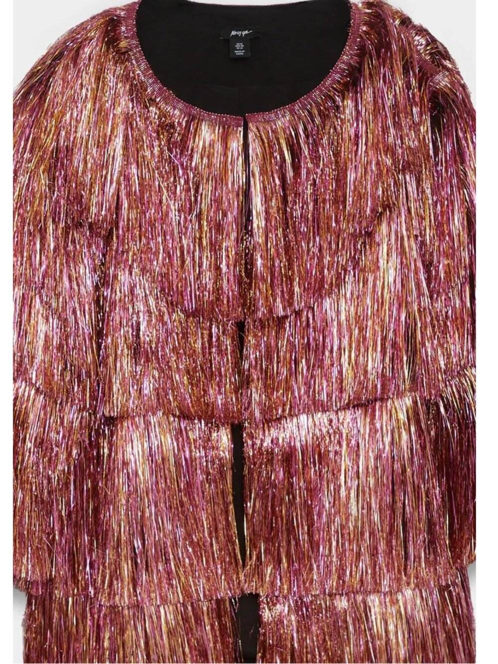 NastyGal *NEW* Metallic Pink Tinsel Fringe Party Jacket - Picture 4 of 15